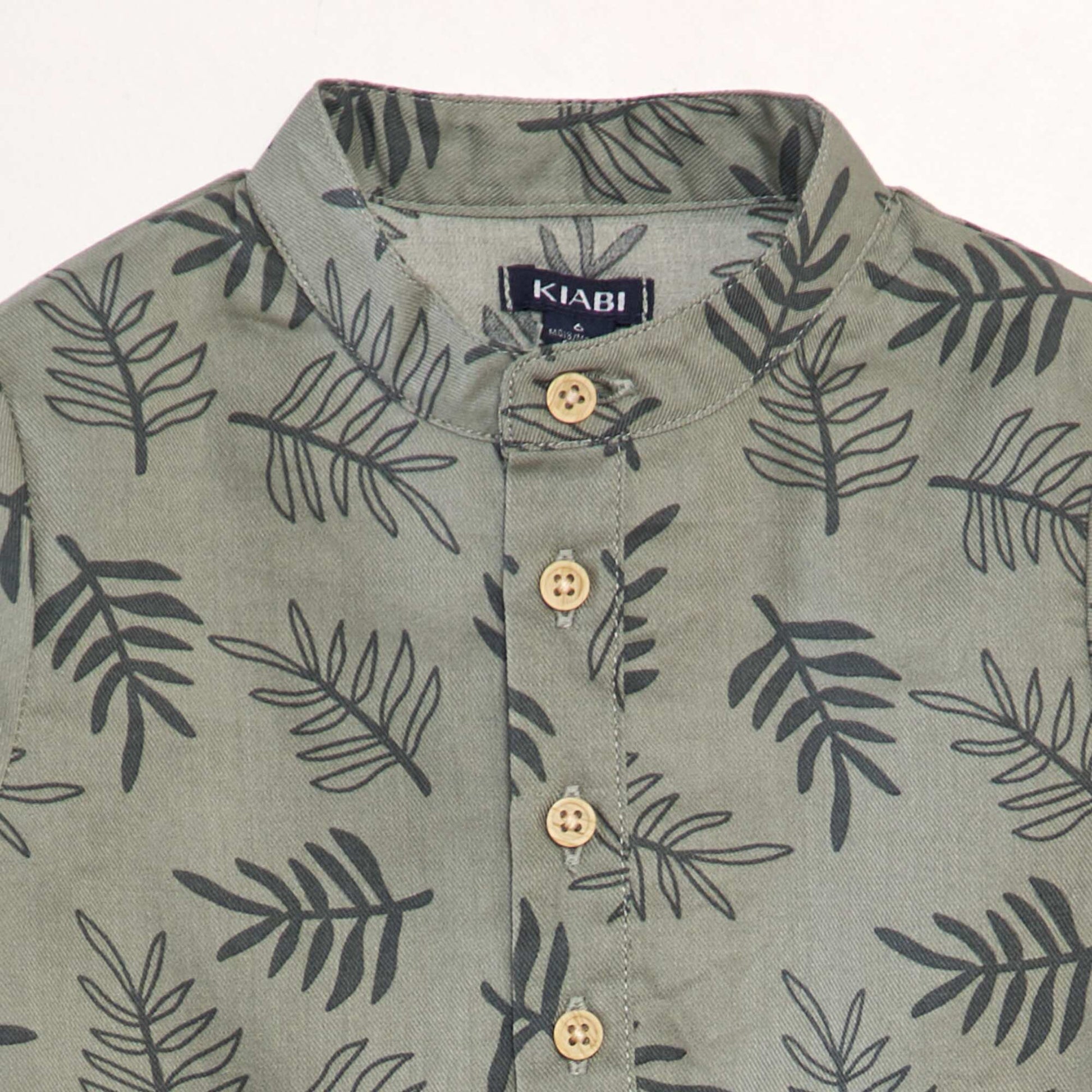 Chemise à col mao Kaki