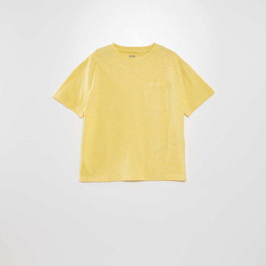 T-shirt large col rond Jaune