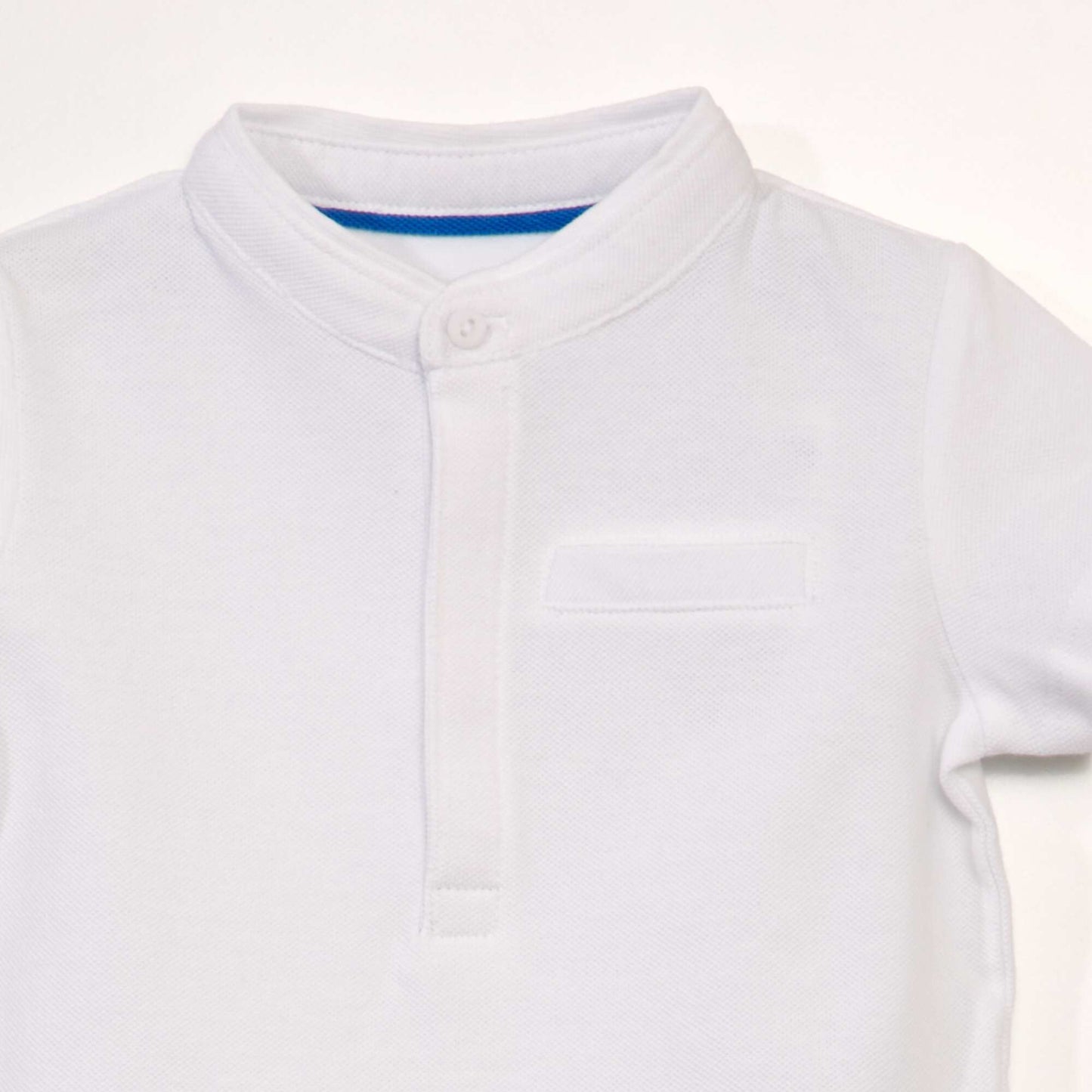 Polo col mao en maille piqu e blanc