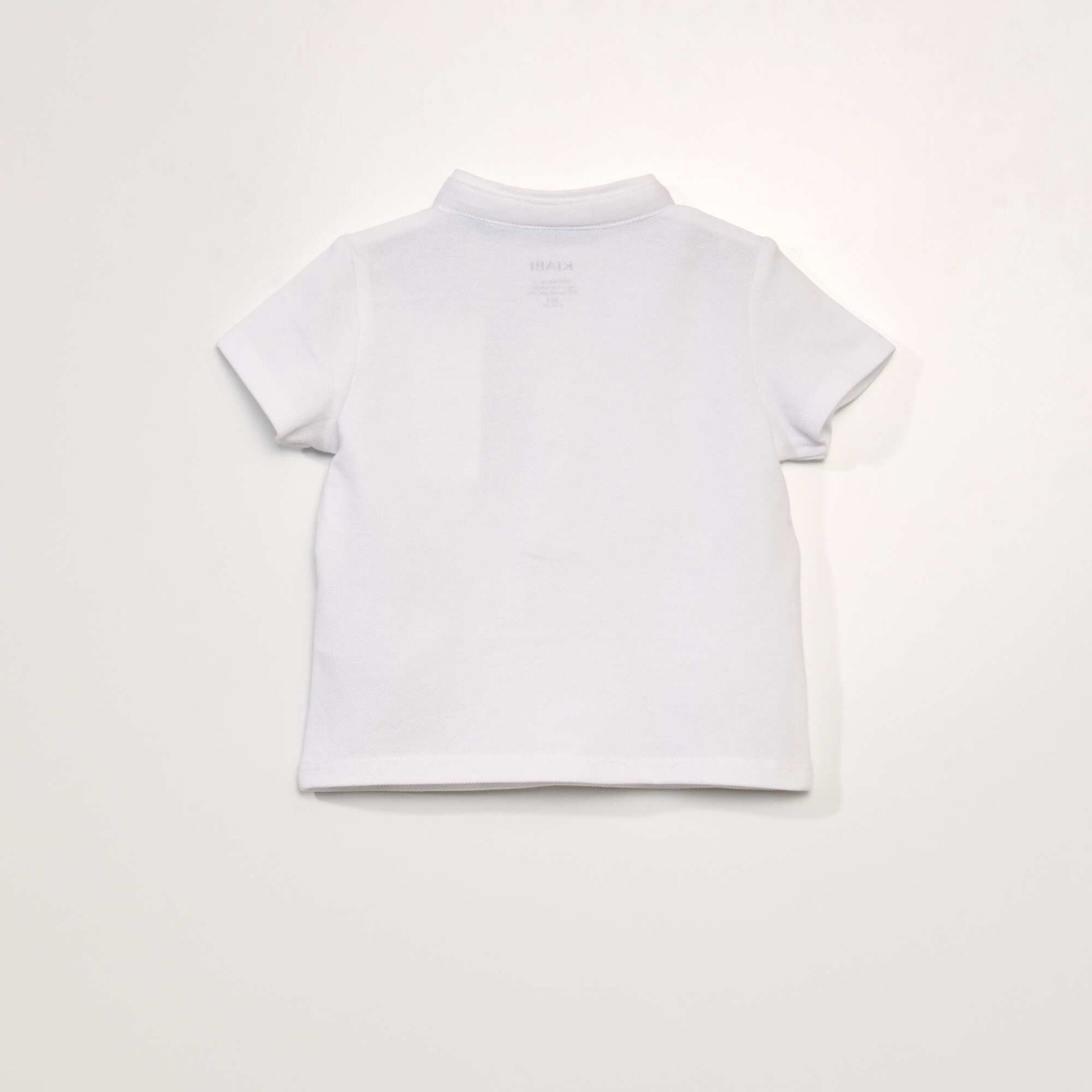Polo col mao en maille piqu e blanc