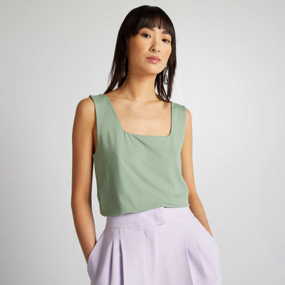 T-shirt stretch col carr Vert