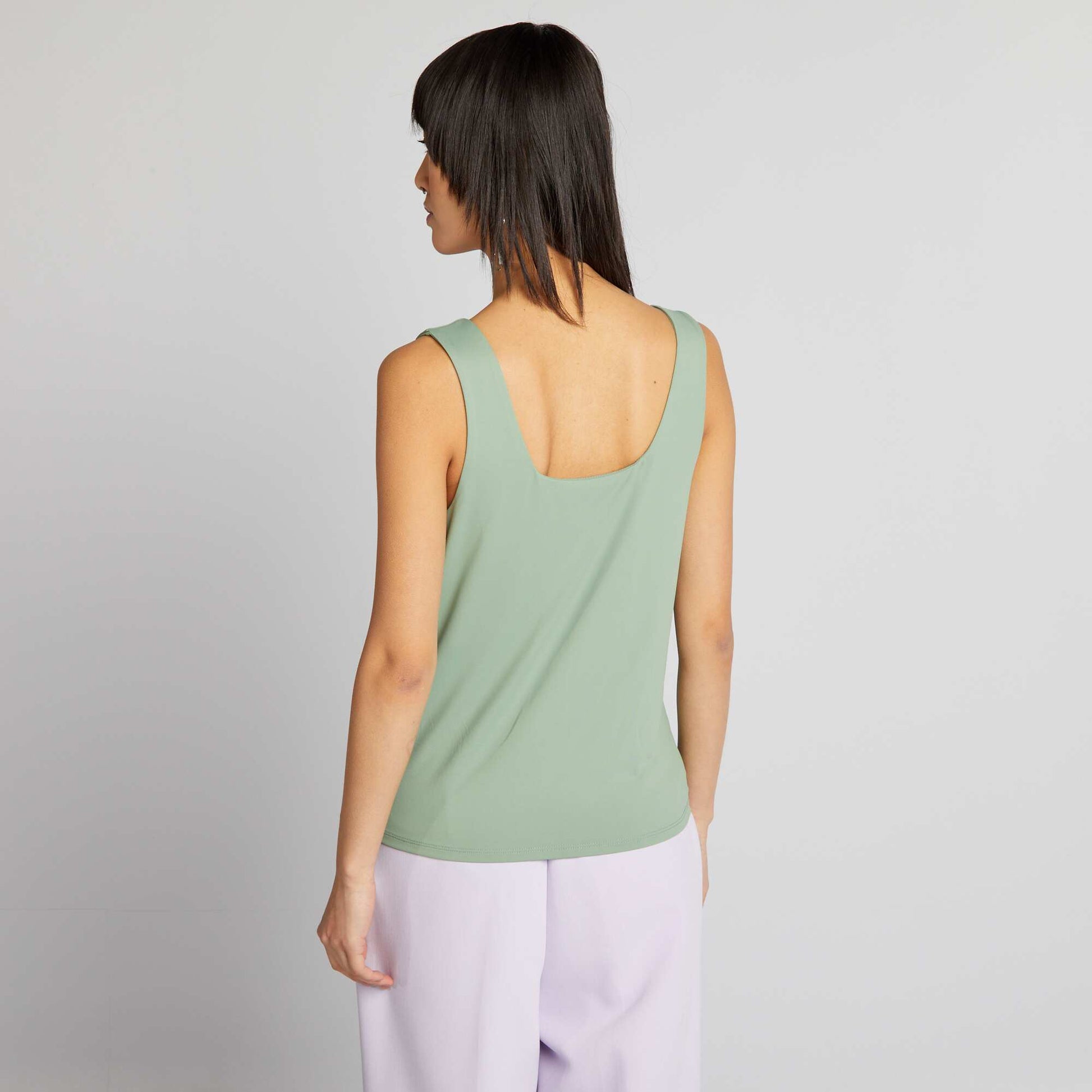 T-shirt stretch col carr Vert