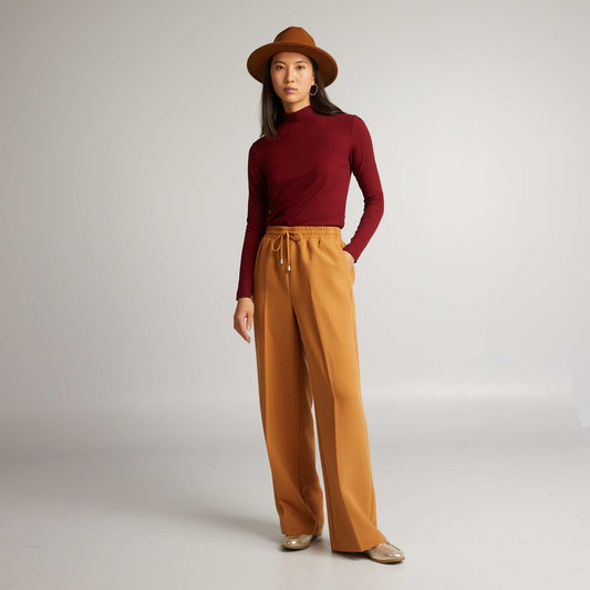 Pantalon droit avec liens nouer Marron