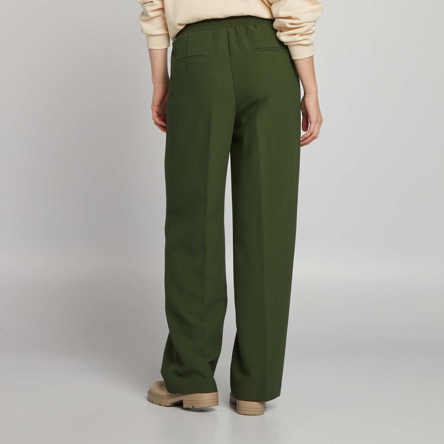 Pantalon droit avec liens nouer Vert