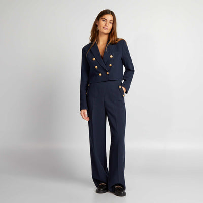 Pantalon large avec boutons dor s Bleu