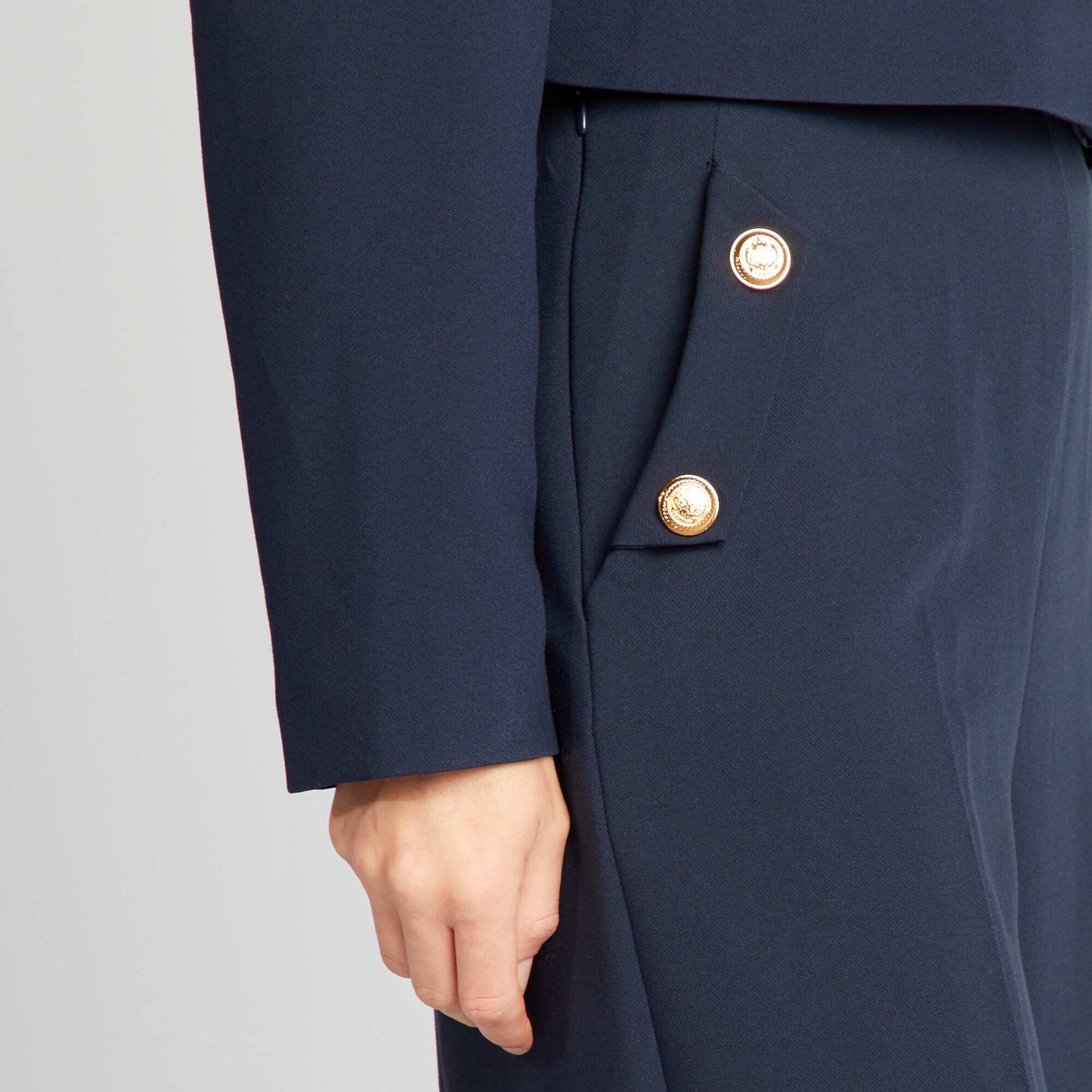 Pantalon large avec boutons dor s Bleu