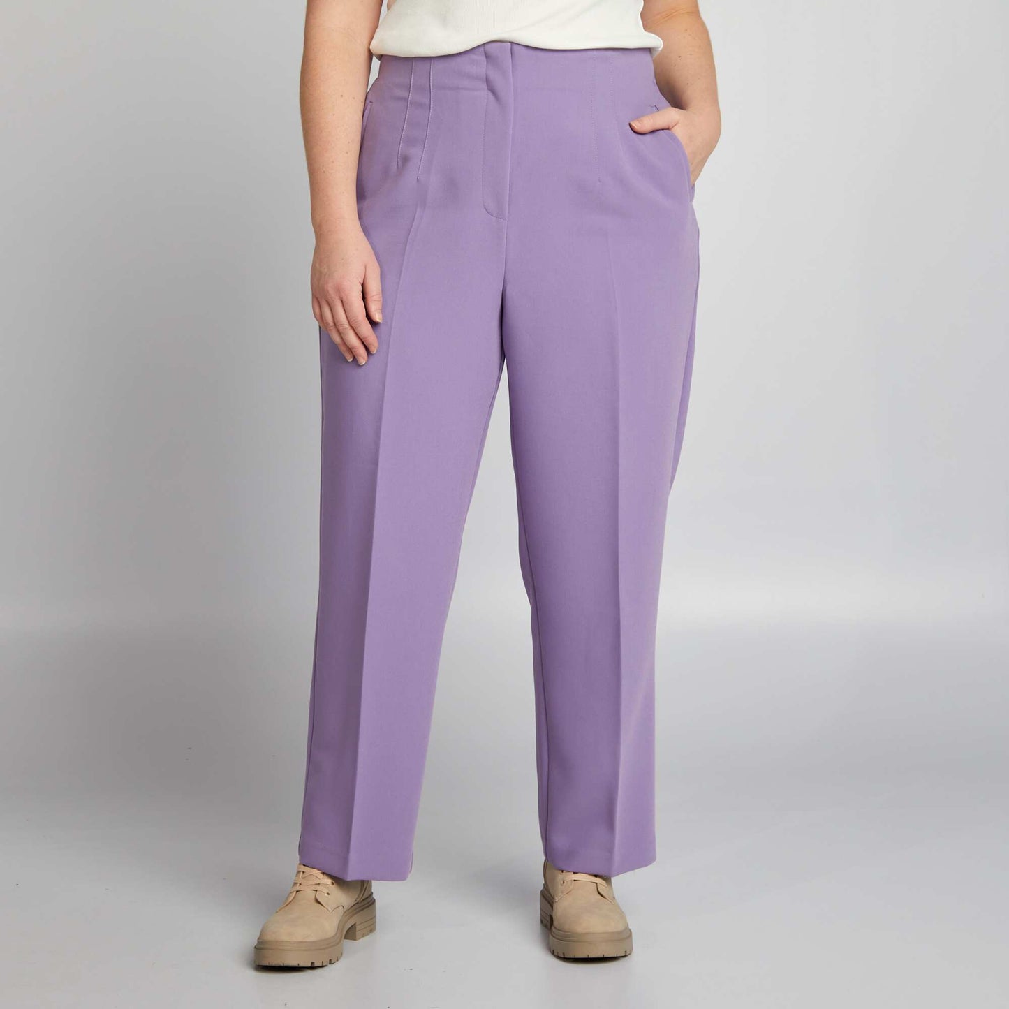 Pantalon droit taille haute Violet