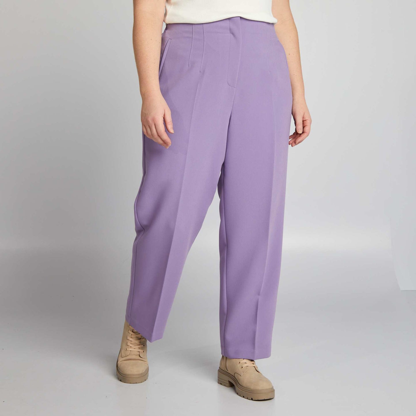 Pantalon droit taille haute Violet