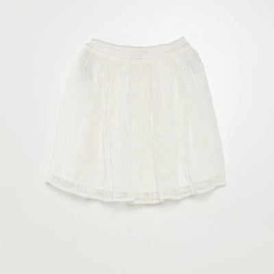 Jupe vas e en tulle brod Blanc