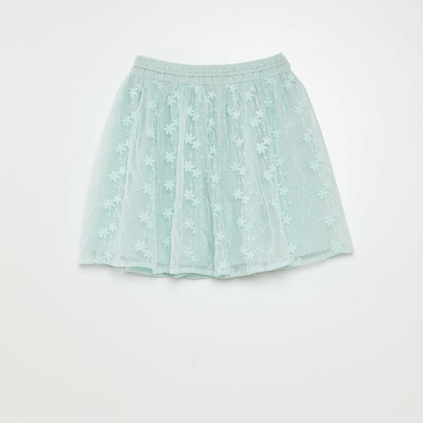 Jupe vas e en tulle brod Bleu vert