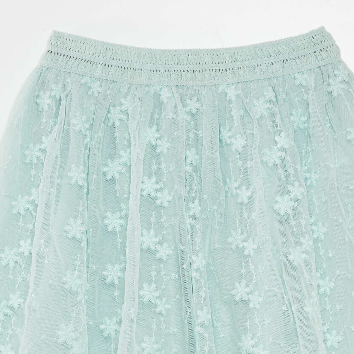 Jupe vas e en tulle brod Bleu vert