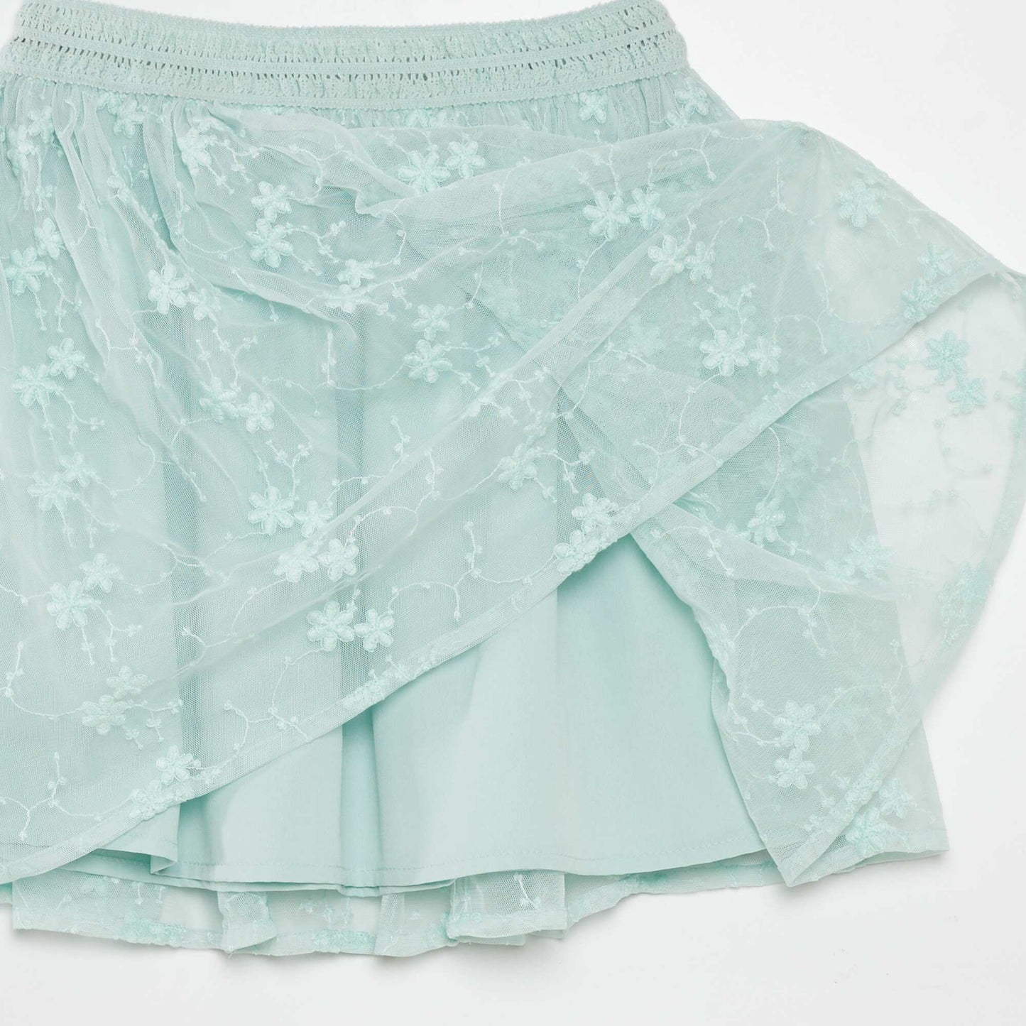 Jupe vas e en tulle brod Bleu vert