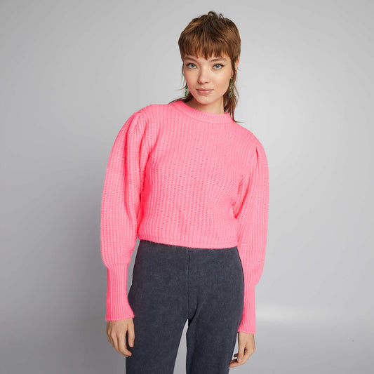 Pull en maille tricot Rose