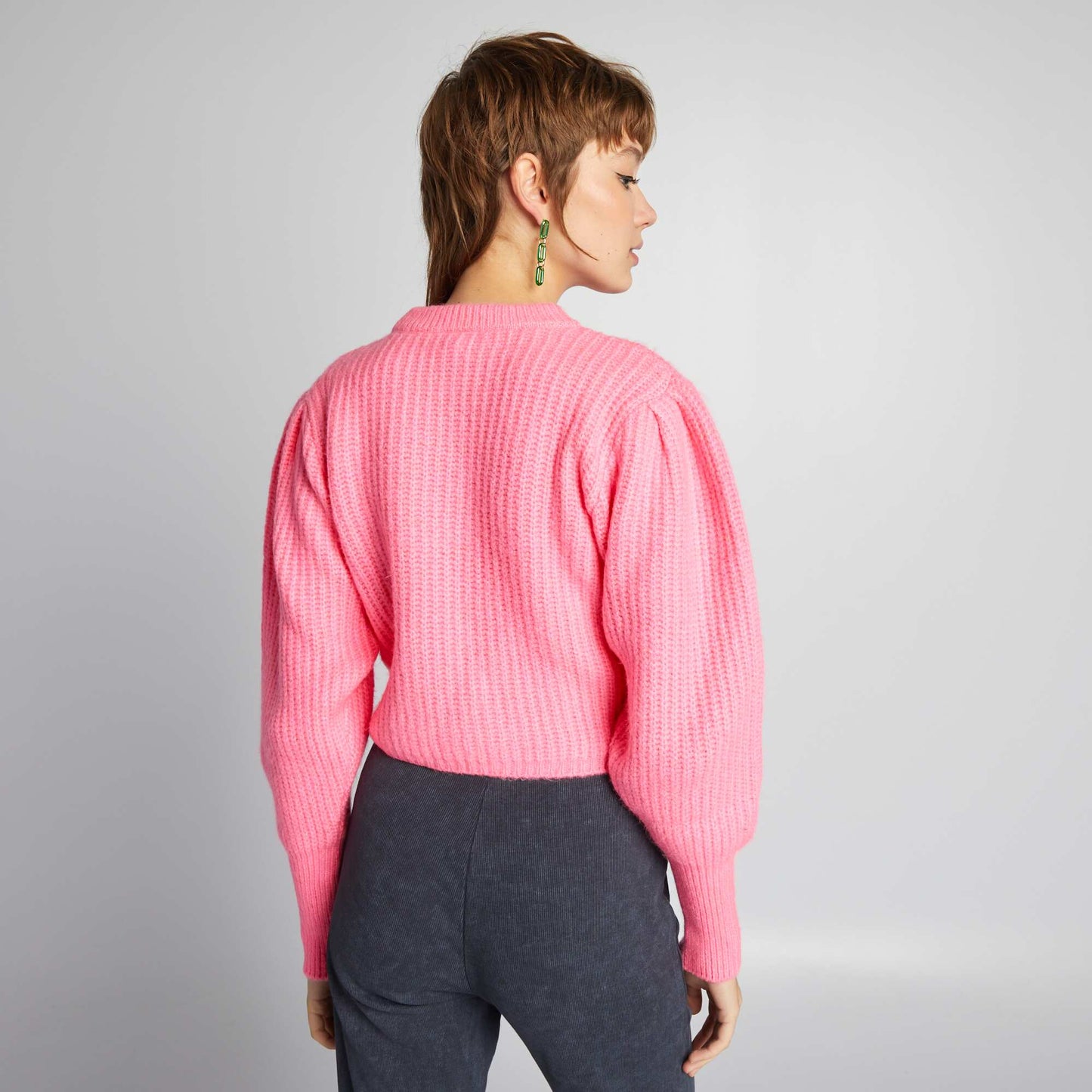 Pull en maille tricot Rose