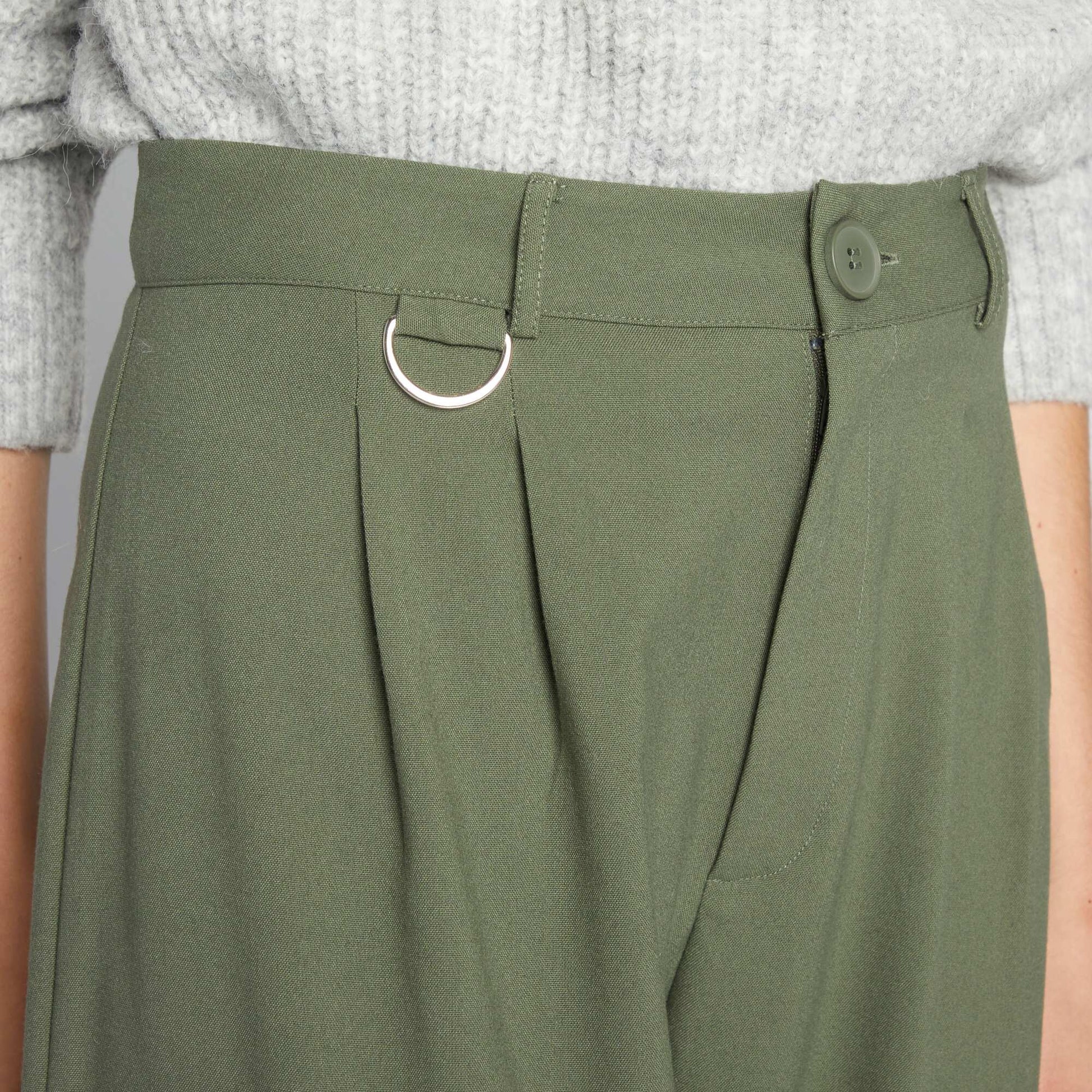 Pantalon large coupe cargo Kaki