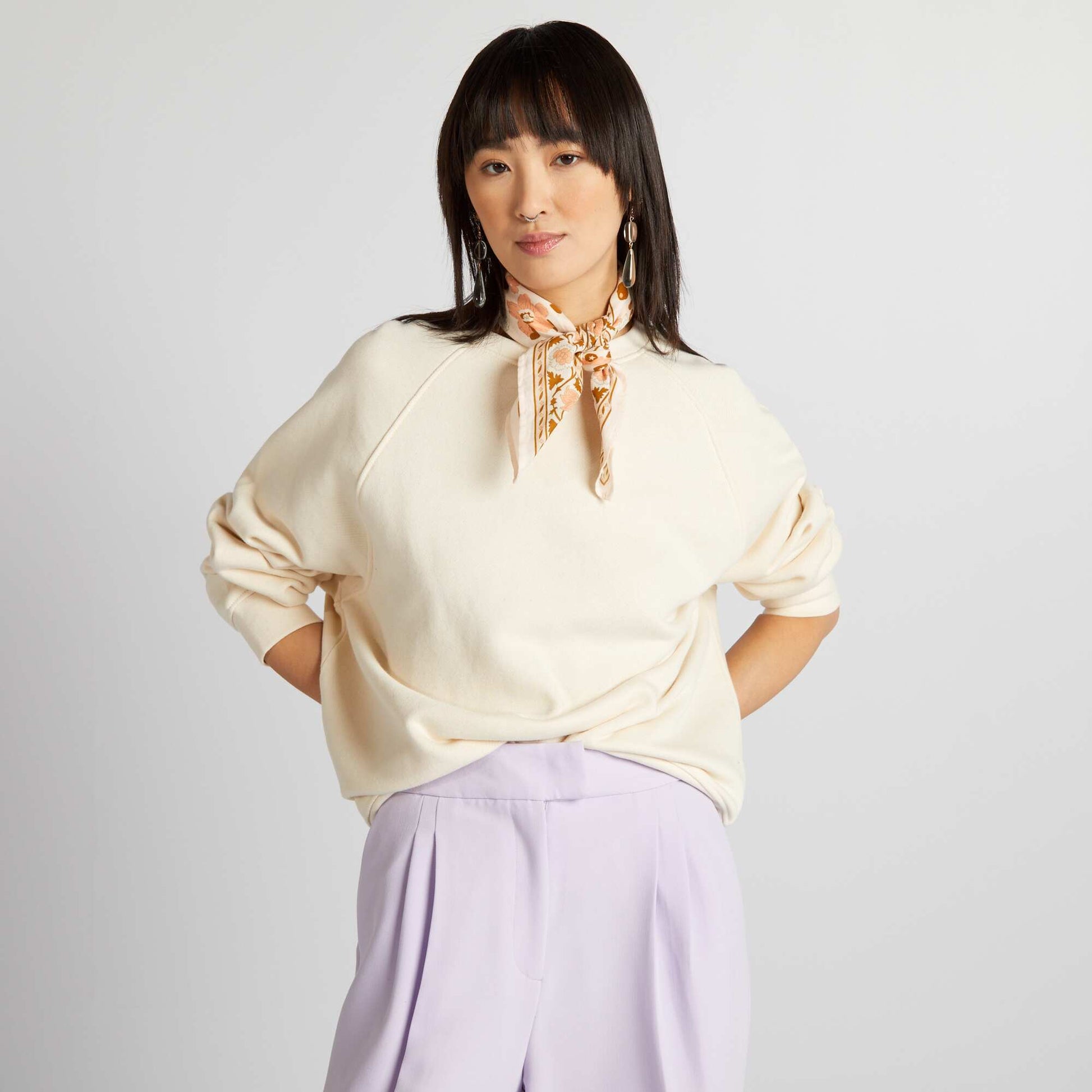Sweat en molleton col rond Blanc