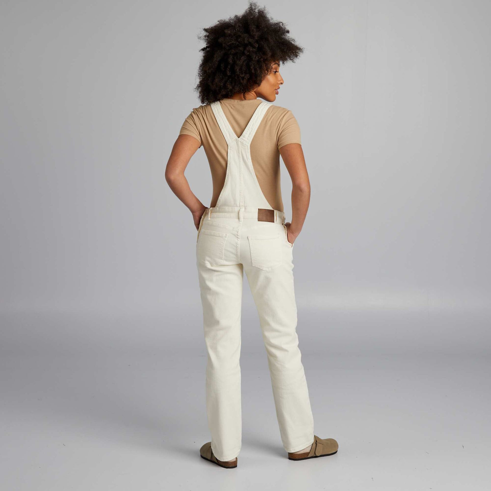 Salopette de grossesse en denim stretch Beige