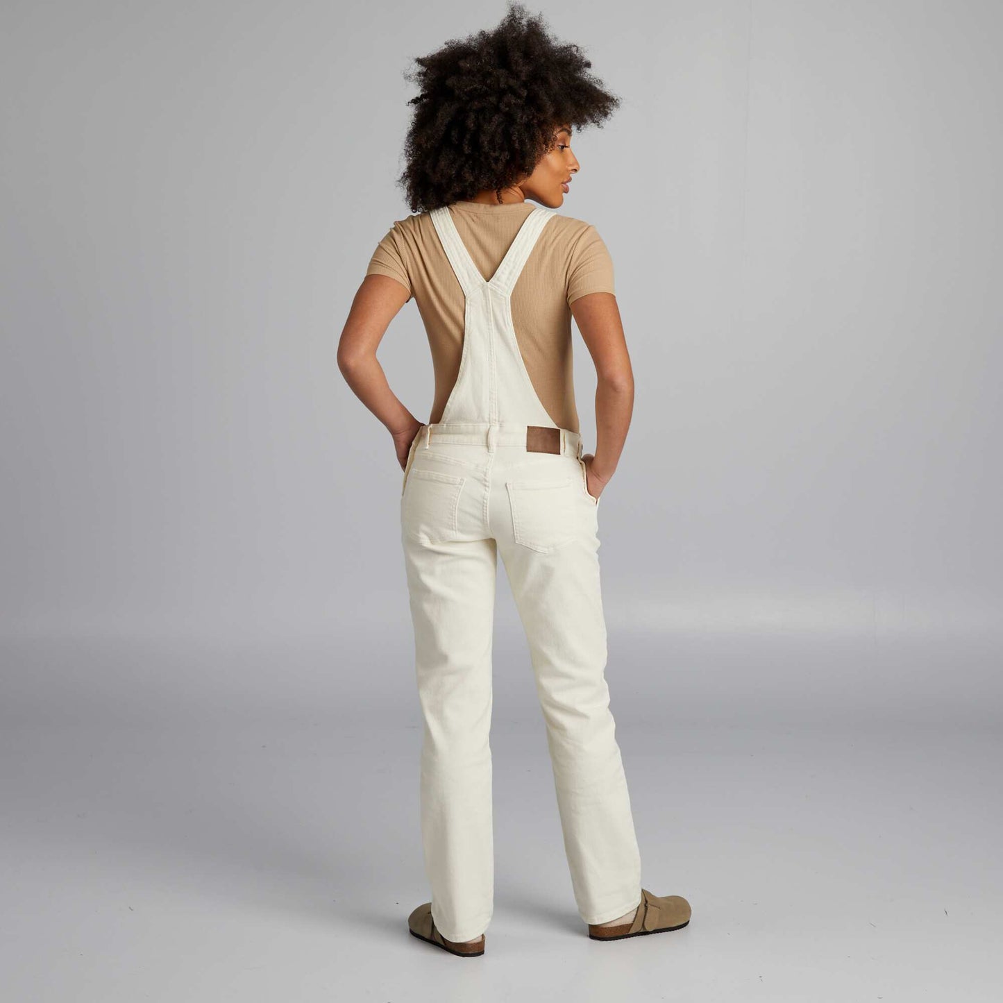 Salopette de grossesse en denim stretch Beige