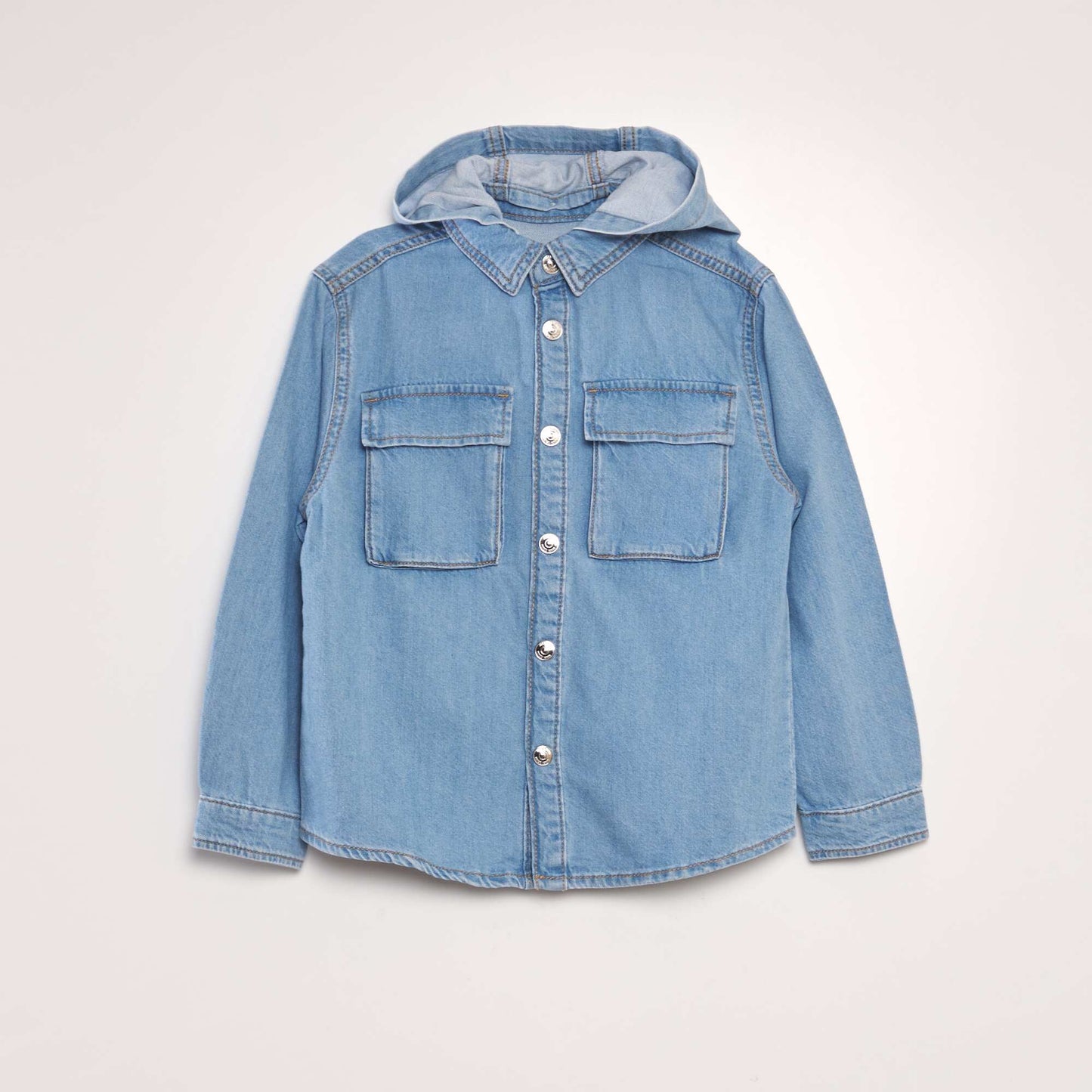 Chemise denim capuche Bleu