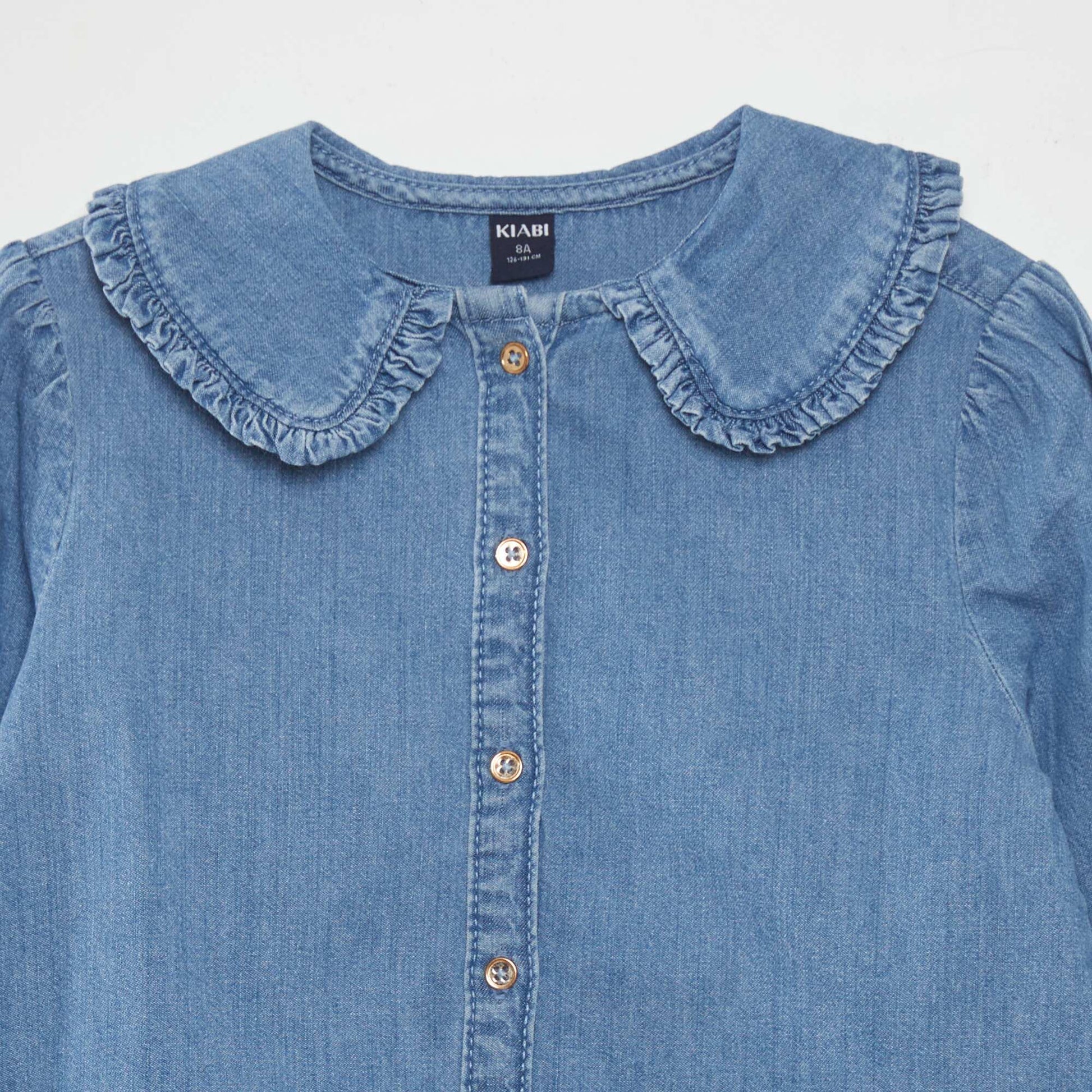 Chemisier col claudine Bleu