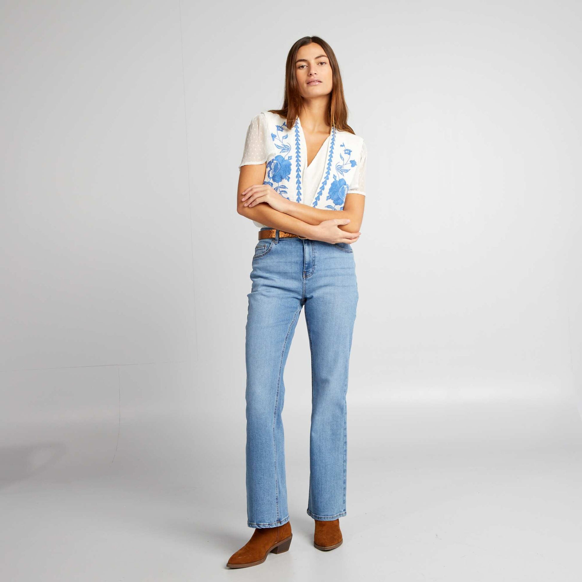 Veste sans manches broderies Blanc