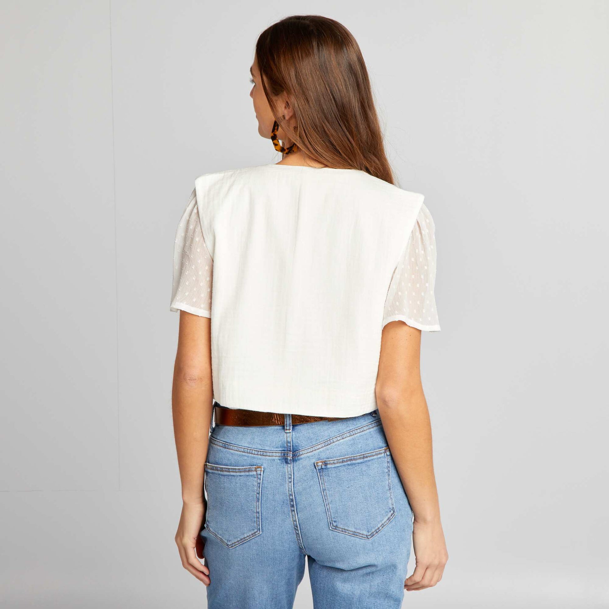 Veste sans manches broderies Blanc