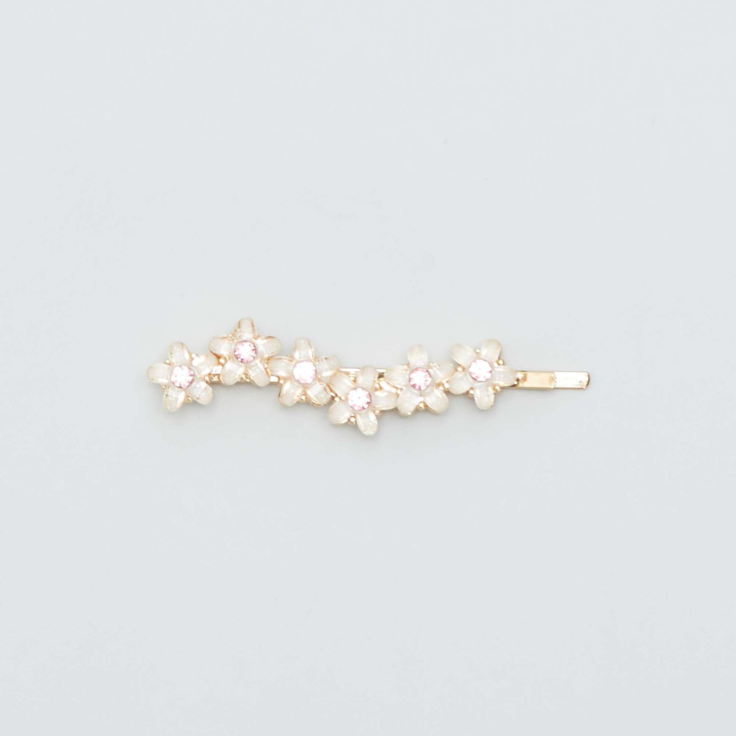 Lot de 2 barrettes fines   fleurs Rose