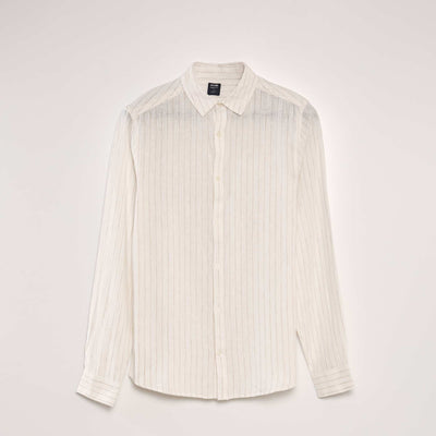 Chemise en lin rayures Blanc