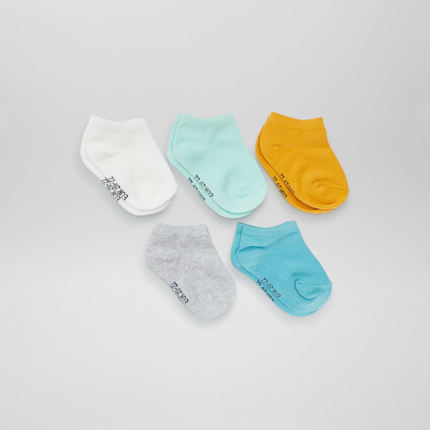 Lot de 5 paires de chaussettes unies Bleu/blanc/gris/jaune