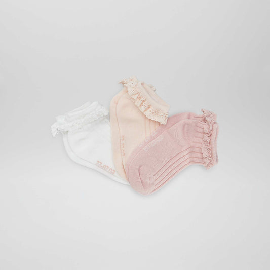 Lot de 3 paires de chaussettes à volants Rose