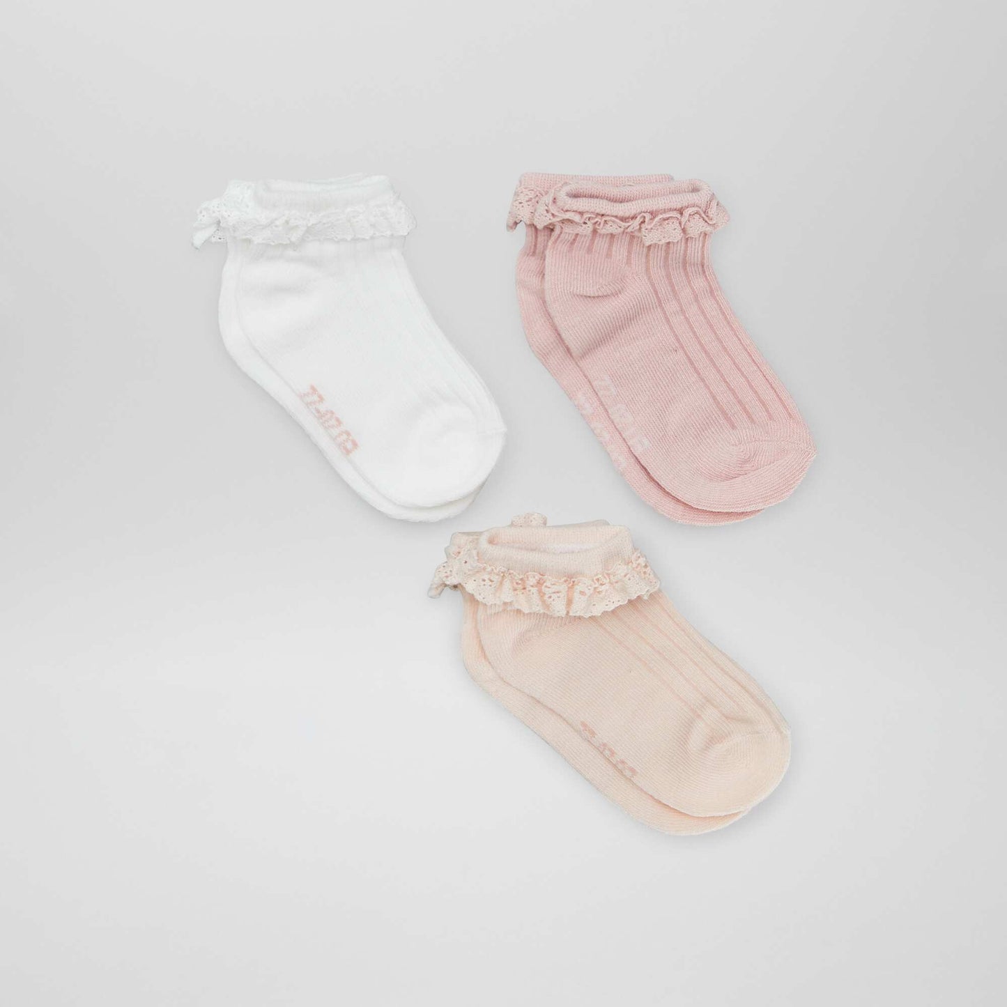 Lot de 3 paires de chaussettes   volants Rose