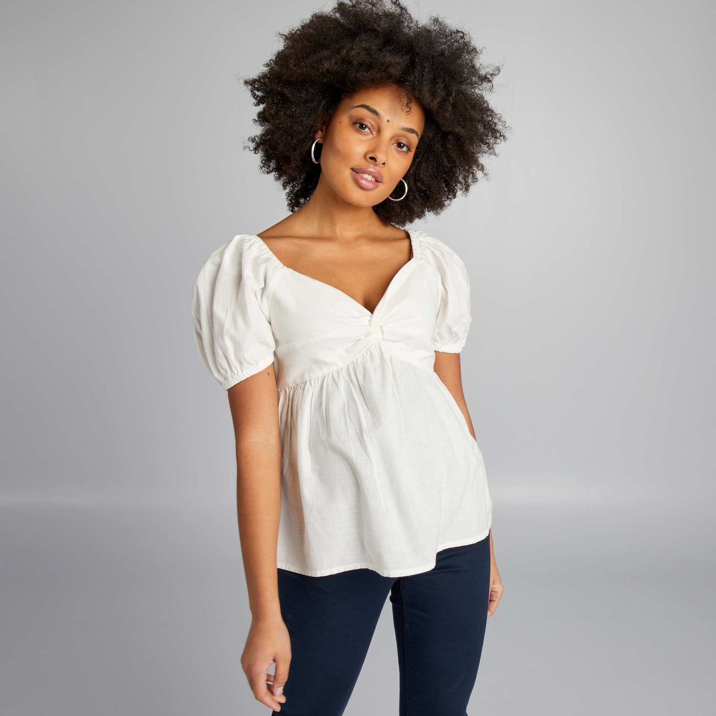 Blouse grossesse en lin blanc