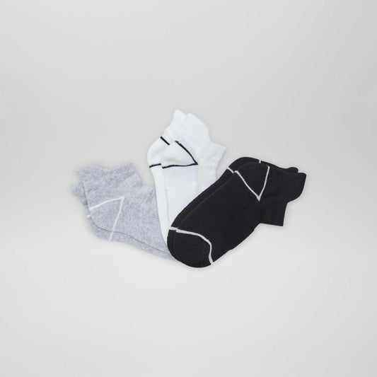 Lot de 3 chaussettes de sport invisibles Blanc/gris/noir