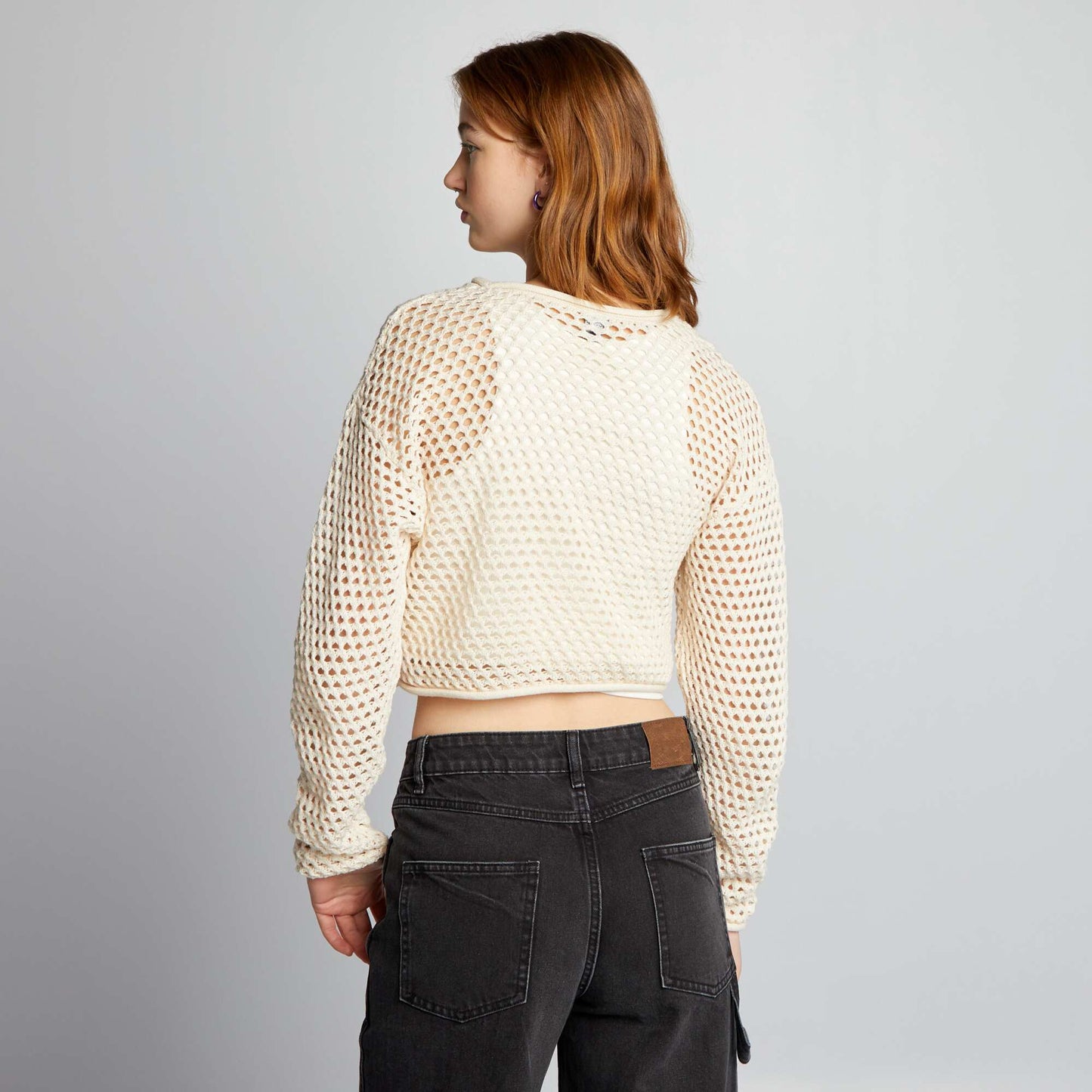 Pull en maille ajour e Beige