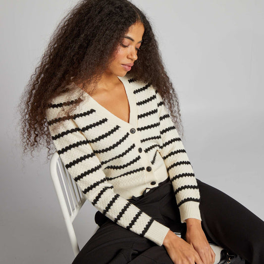 Gilet cardigan Blanc/noir