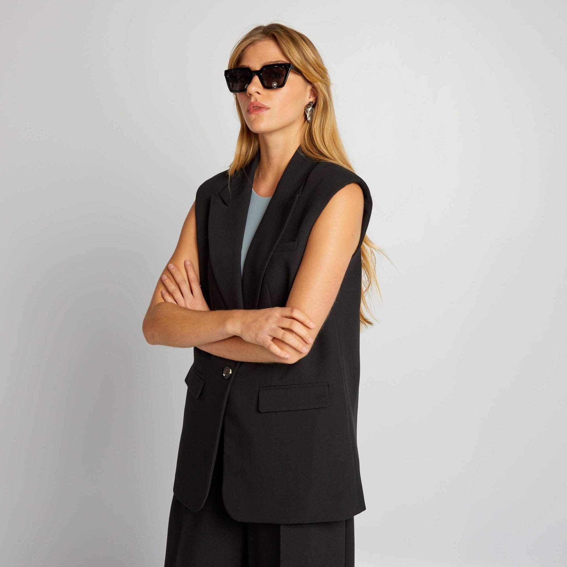 Veste blazer sans manches noir