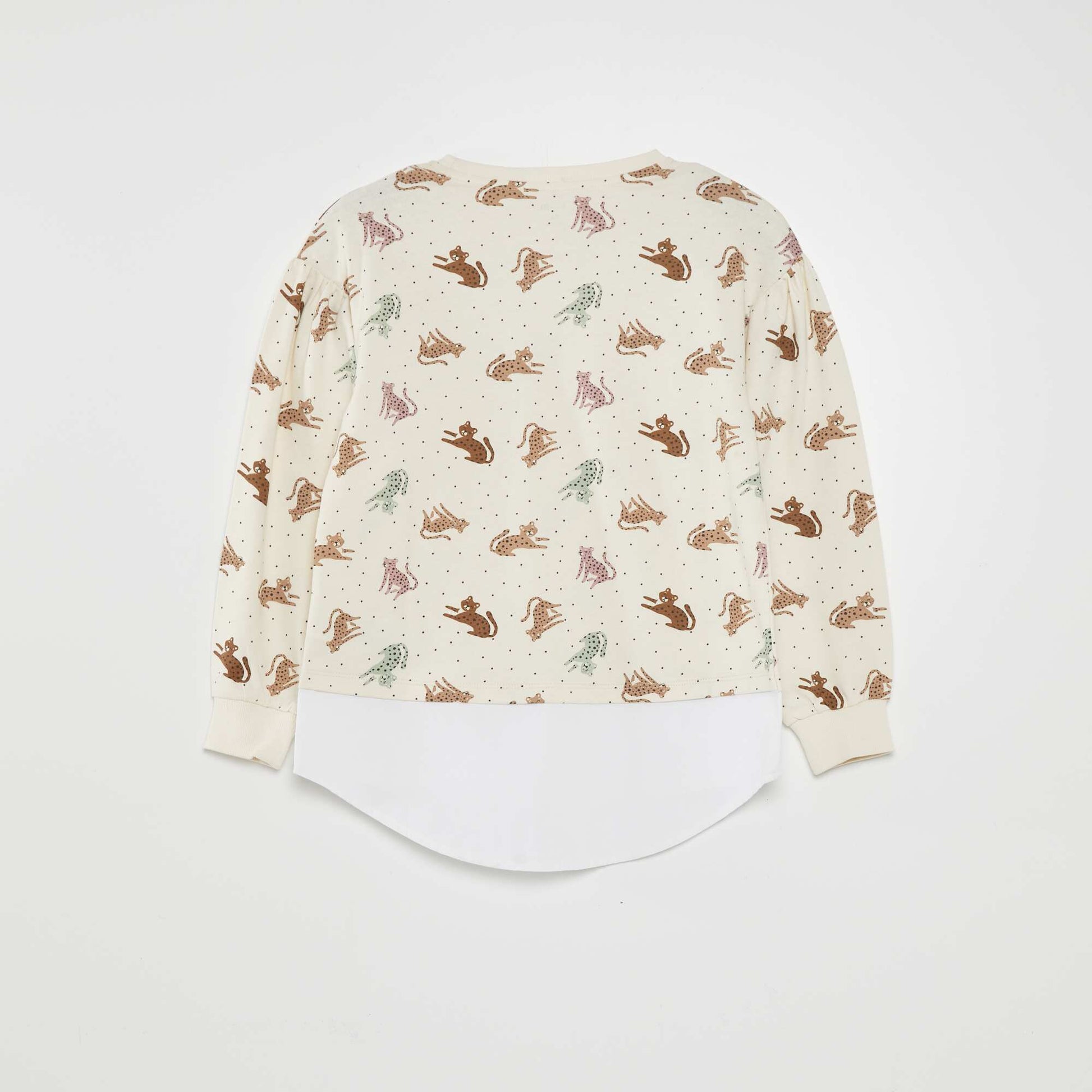 T-shirt manches longues bouffantes Beige