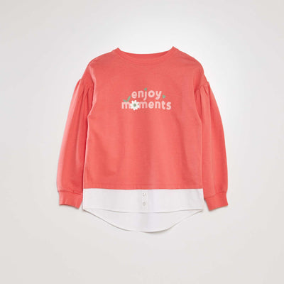 T-shirt manches longues bouffantes Rose