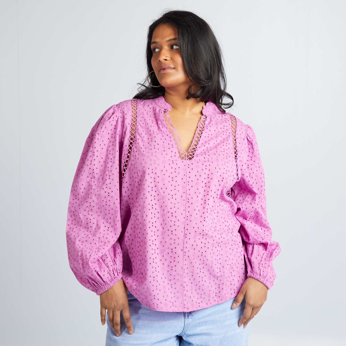 Blouse en broderie anglaise Rose