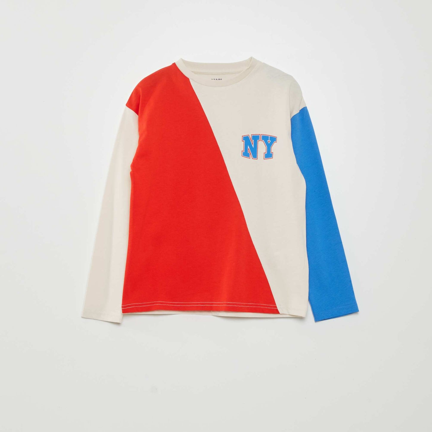 T-shirt manches longues 'New York' Blanc/bleu/rouge