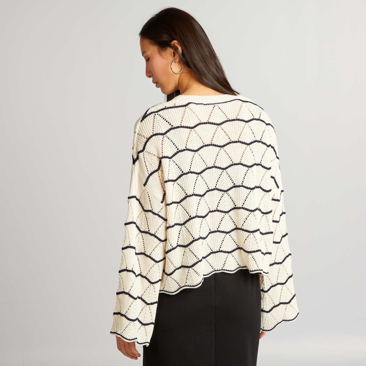 Pull en maille ajour e Beige