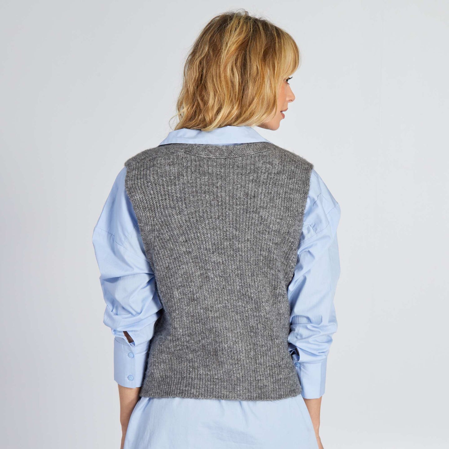 Gilet sans manches en tricot Gris