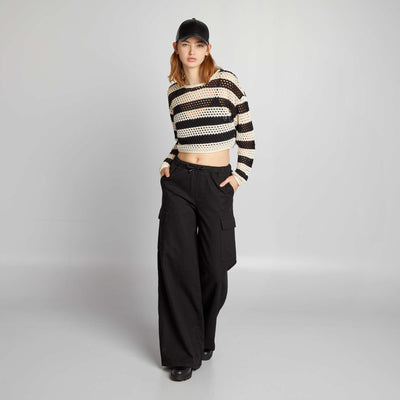 Pantalon large avec poches noir