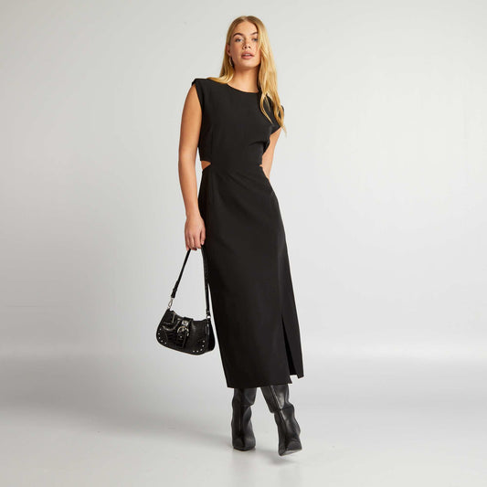 Robe longue avec paulette noir