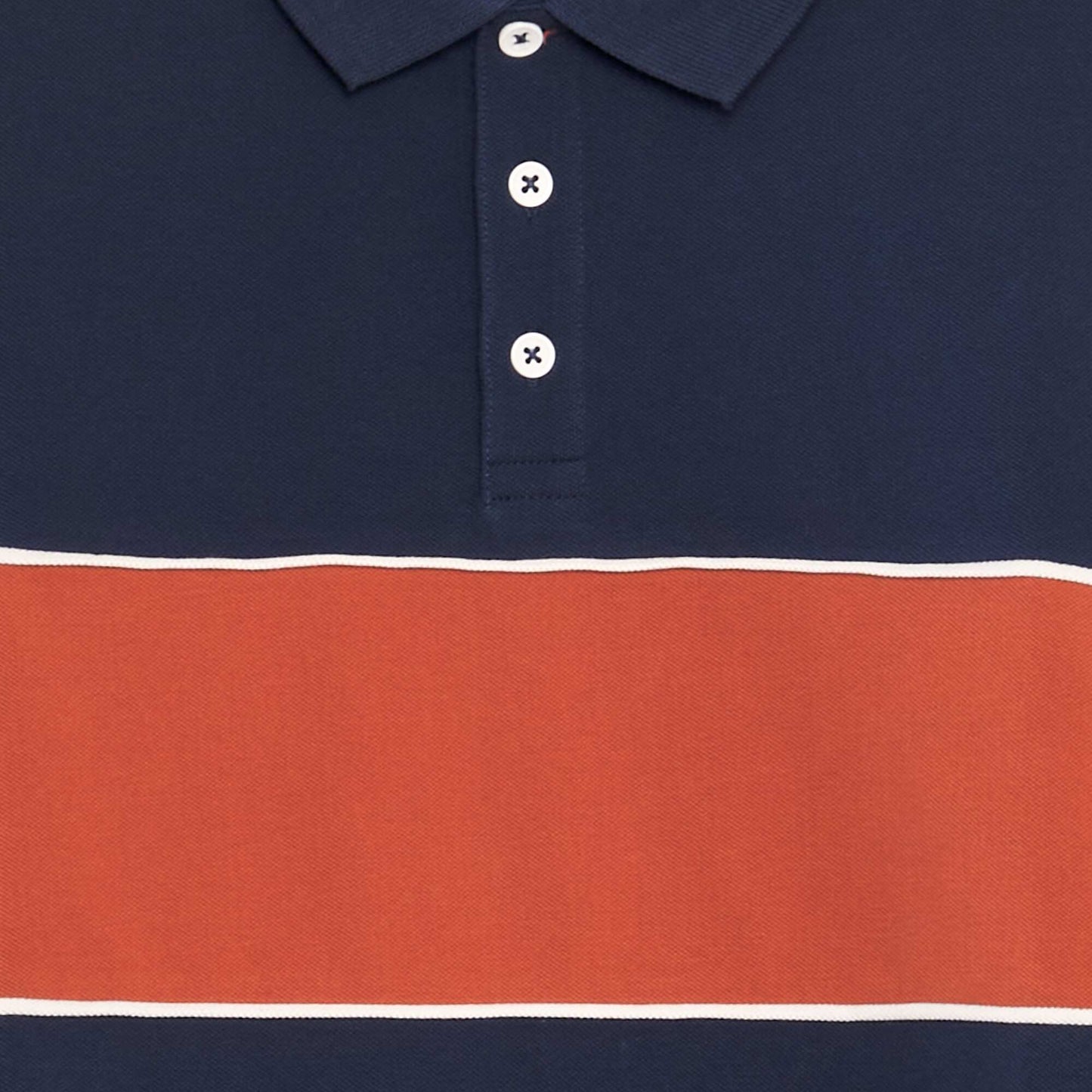 Polo en piqu  de coton Orange/bleu marine