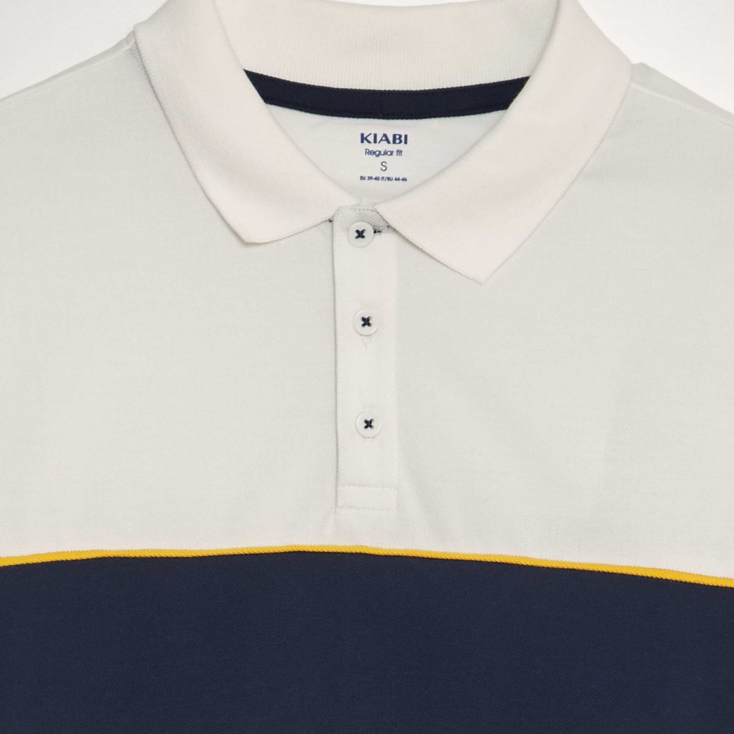 Polo en piqu  de coton Blanc/bleu marine