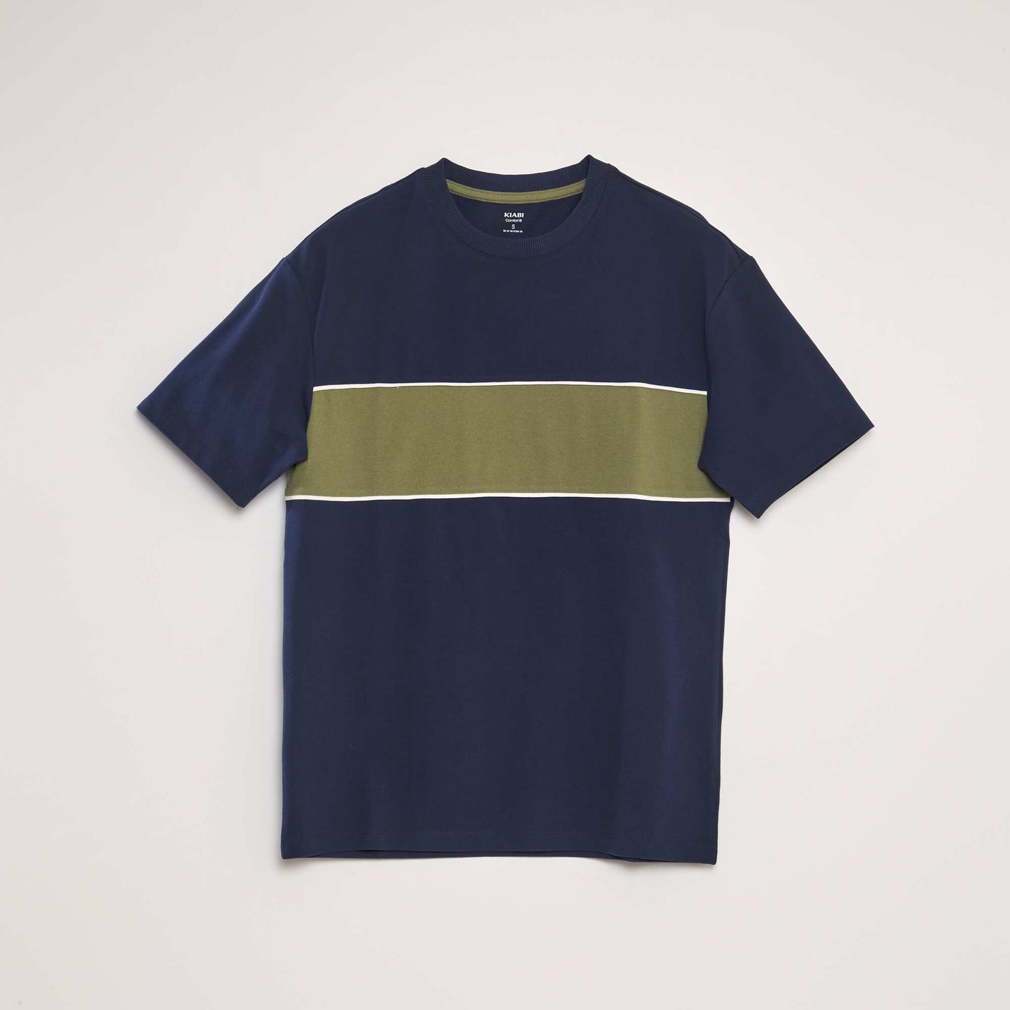 T-shirt en piqué de coton Vert/bleu marine