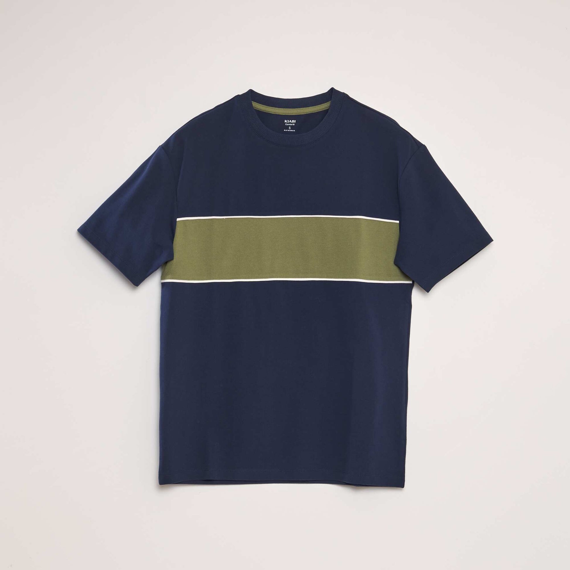 T-shirt en piqu de coton Vert/bleu marine