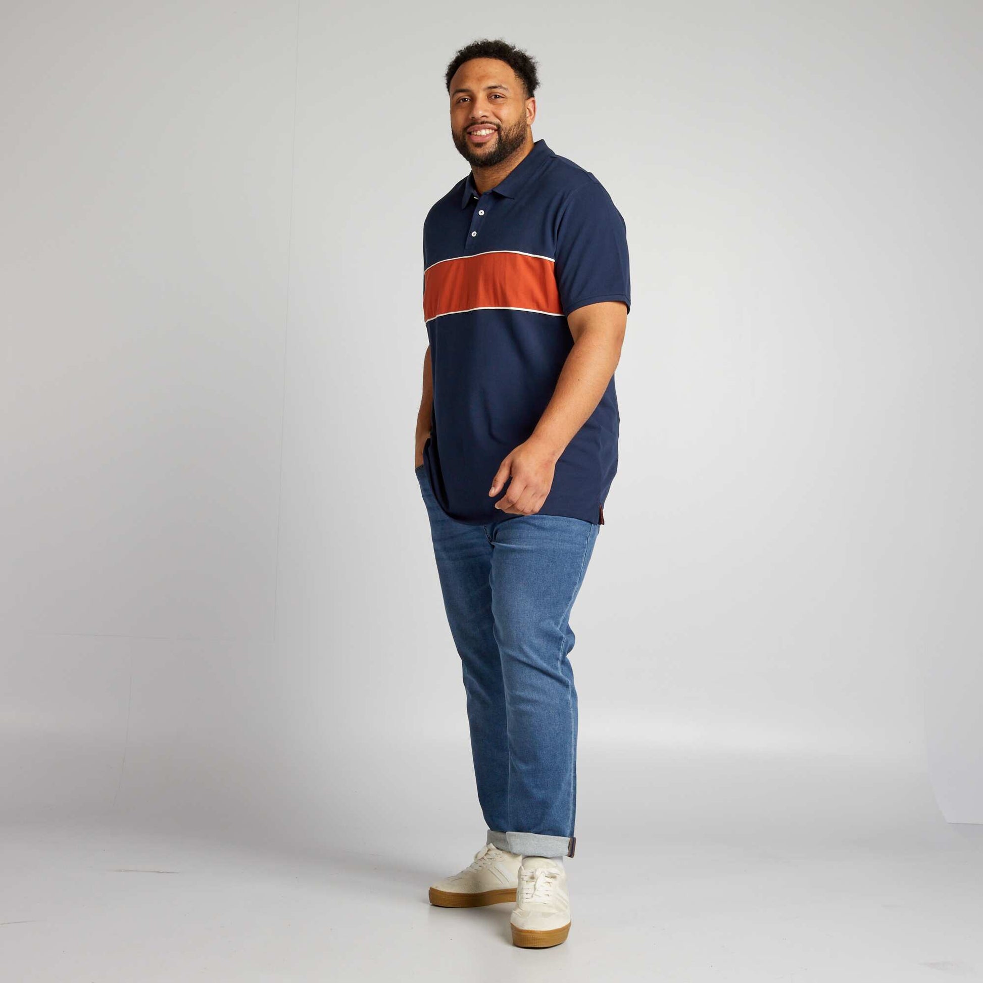 Polo en coton effet rugby orange
