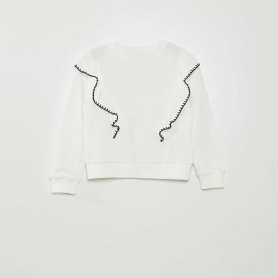 Sweat avec volants blanc